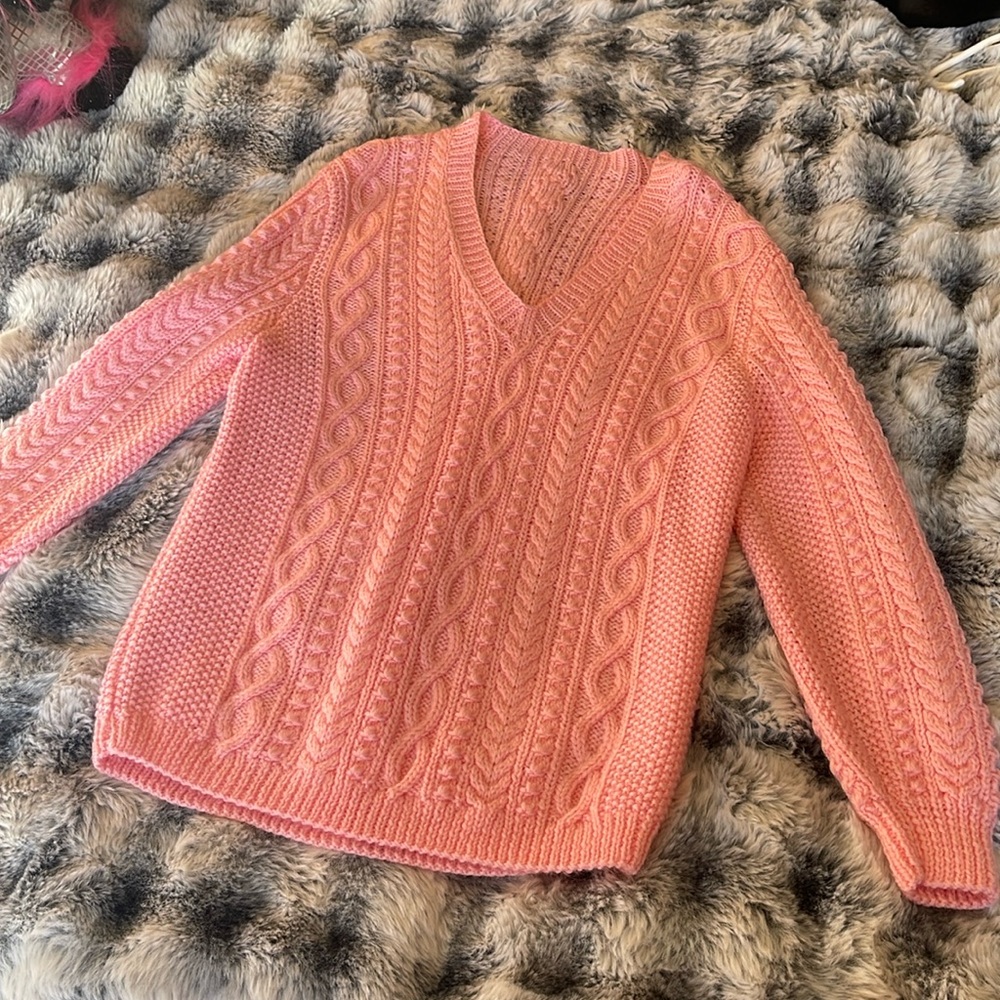 Pink cable knit sweater